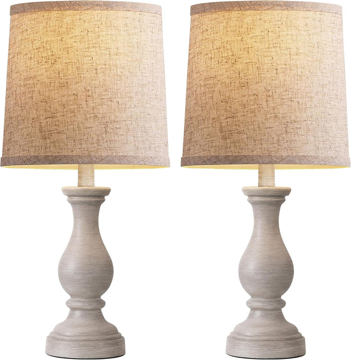 Farmhouse Table Lamps Set of 2 - Rustic Bedroom Lamps for Living Room, 22" Boho Bedside Lamp for Night Stands End Table Office Desk Lamp Nightstand Clearance Decorating with Linen Shades