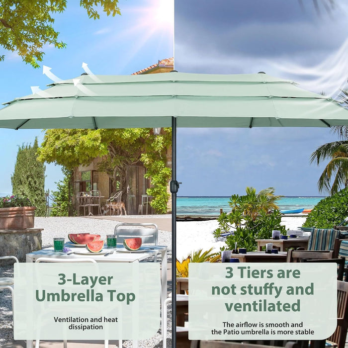 15Ft Large Patio Umbrella, Outdoor Double-Sided Pool Umbrellas