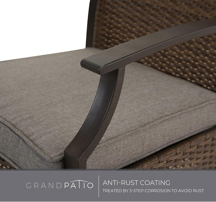 Outdoor Chairs Set of 2, Wicker Patio Seating with Olefin Cushion for Front Porch Small Balcony outside (Grey)