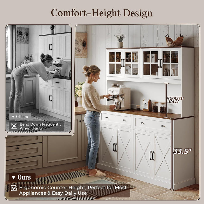 White 71 Inch Pantry Cabinet With IntegratedCharging