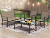 4 Pieces Patio Furniture Set, Outdoor Conversation Sets for Patio, Lawn, Garden, Poolside with a Glass Coffee Table, Brown