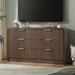 55" W Fluted 6-Drawer Dresser for Bedroom, Walnut