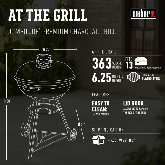 Jumbo Joe Premium 22" Black Charcoal Grill