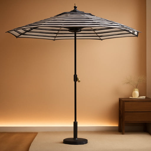 9' Patio Umbrella Outdoor Table Umbrella with 8 Sturdy Ribs (Black and White)