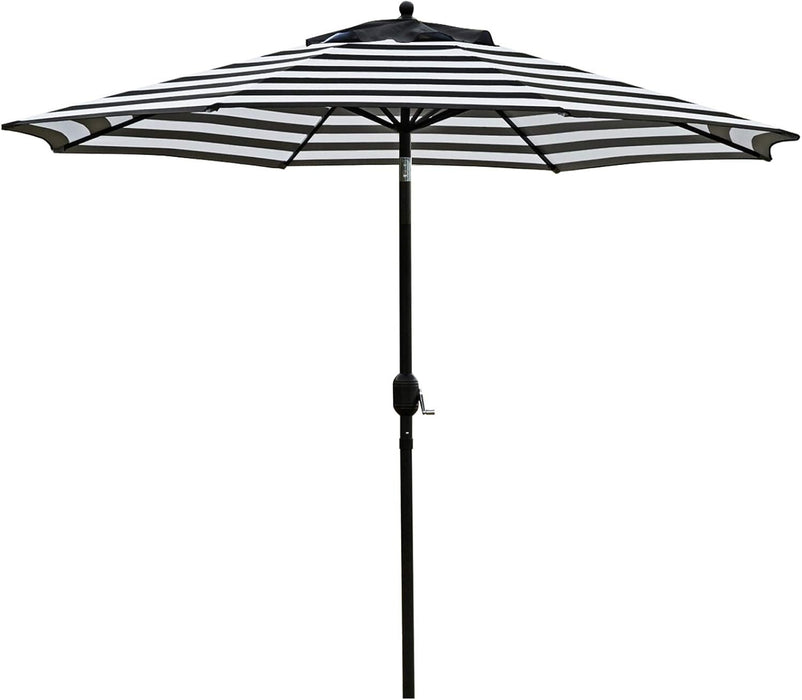 9' Patio Umbrella Outdoor Table Umbrella with 8 Sturdy Ribs (Black and White)