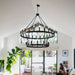 Black 48 Inch Wagon Wheel Chandeliers Illumination