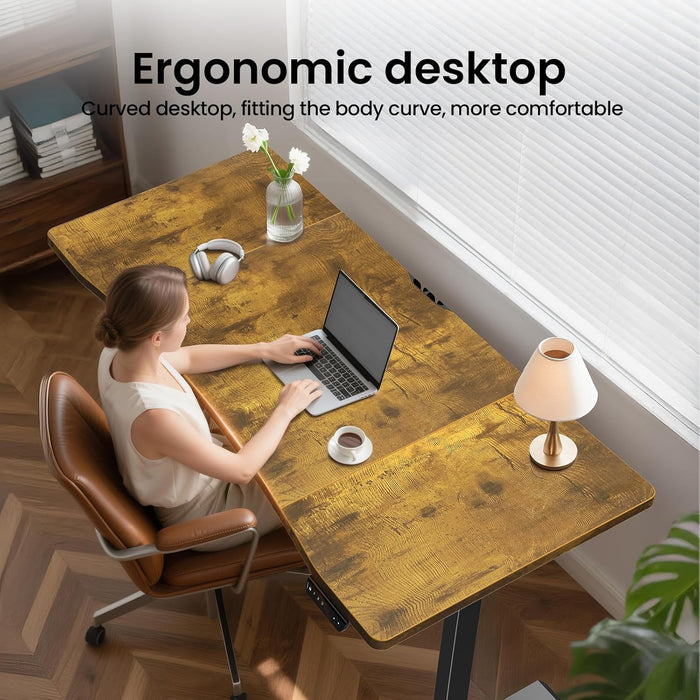 63Inches Electric Standing Desk Brown Walnut Finish