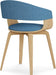 Lowell 17 Inch Mid Century Modern Bentwood Dining Chair with Light Wood in Blue Polyester Linen, for the Dining Room