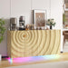 63" Sideboard Buffet Cabinet with Storage, Large Coffee Bar Cabinet with RGB Lights and Power Outlet, Modern Console with 4 Doors for Kitchen and Living Room, Wood Color