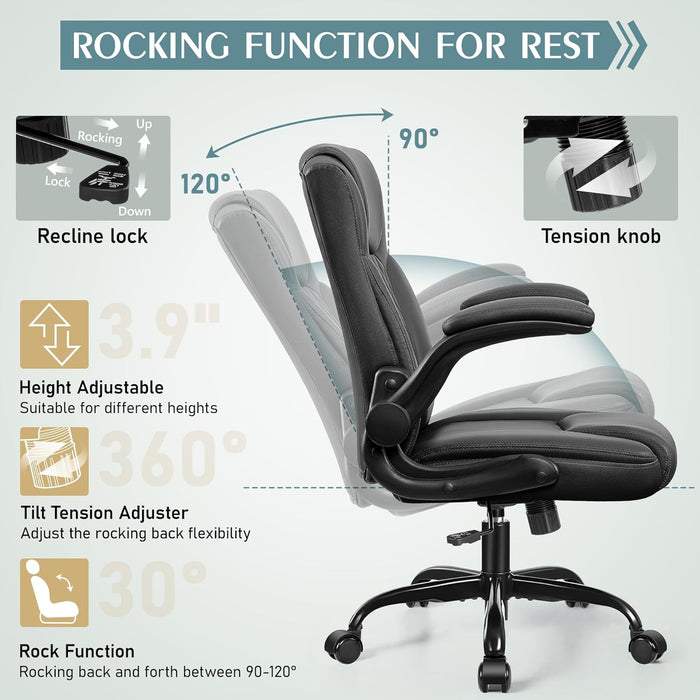 Leather Office Chair, PU Home Computer Desk Chairs with Ergonomic Back Support, 360°Swivel Free，Small Gaming Chair with Wheels and Adjustable Armrests, for Short People Use