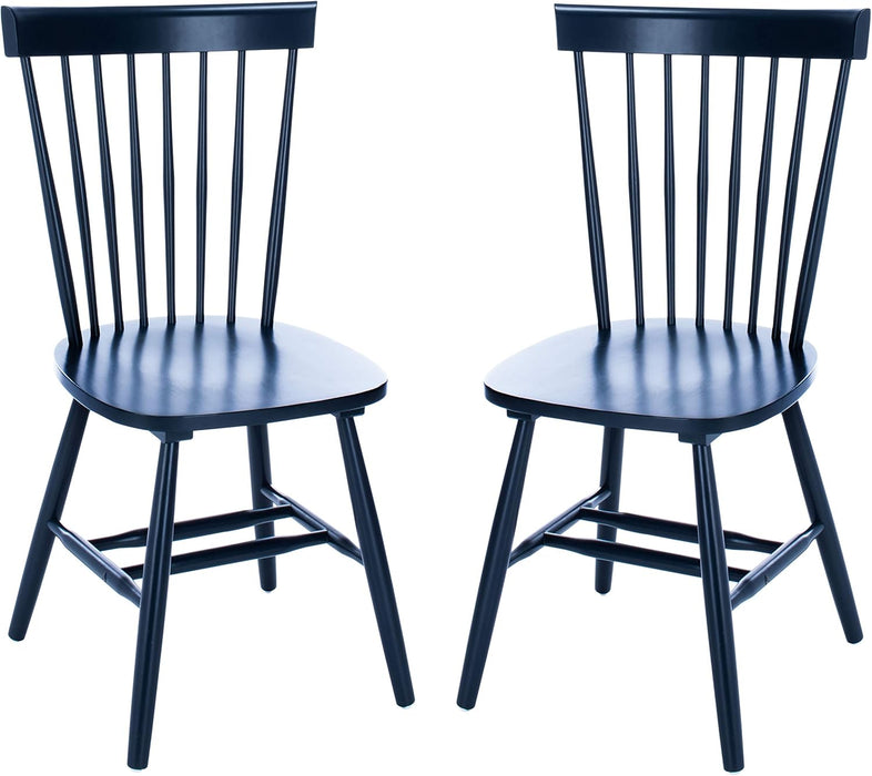 Home Collection Parker Farmhouse Navy Blue Windsor Spindle Solid Wood Dining Chair Set of 2
