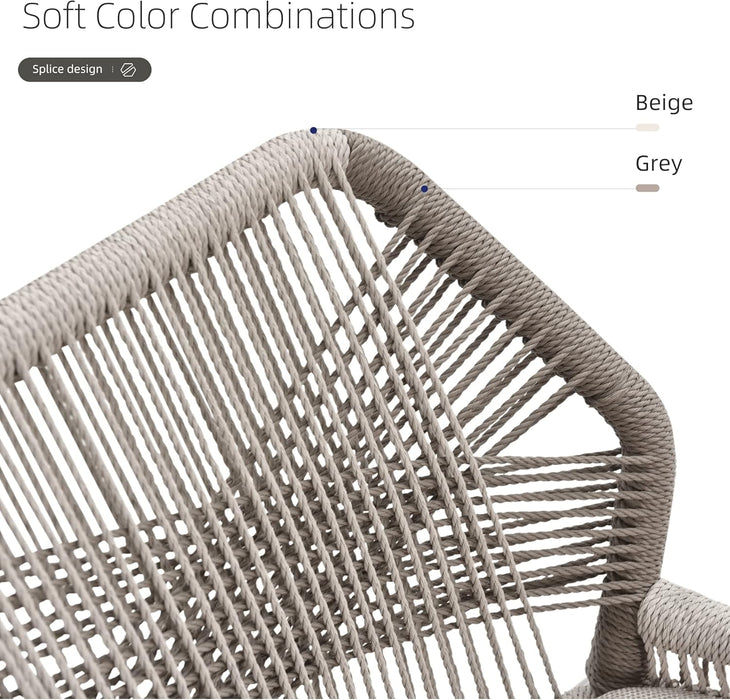 Counter Height Bar Stools Set of 4 Woven Aluminum Modern Barstools with Back and Arms for Patio Balcony Pool Accent Outdoor Kitchen Counter Stool Chairs