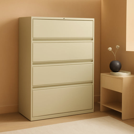 5 Drawer Lateral File Cabinet with Lock, Metal Filing Cabinets for Offices, Adjustable Hangrails for A4, Legal, Letter Files, 21.31" Deep, Putty