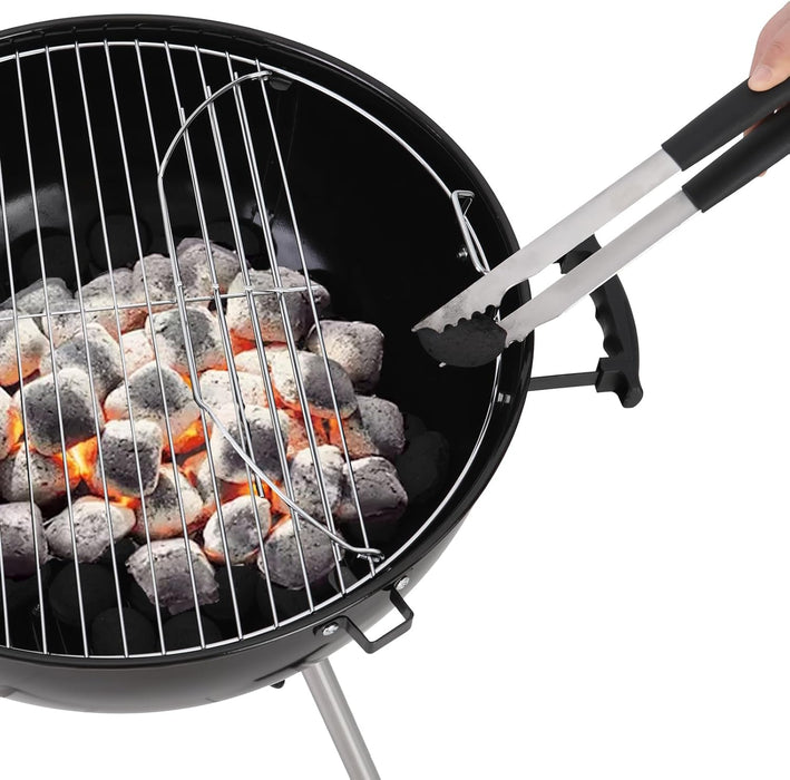 18 Inch Kettle Charcoal BBQ Grill with Wheels, Portable Charcoal Grill with Porcelain-Enameled Lid & Ash Catcher for Outdoor Cooking Barbecue Camping Picnics Tailgating, Black