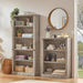 70" Grey Tall Bookcase, 5 Tier Wooden Standing Farmhouse Bookshelf