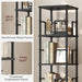 5-Tier Rotating Bookshelf, Freestanding Corner Bookshelf, 360° Spinning Bookcase, Industrial Style Storage Rack with Rails, for Living Room, Bedroom, Study, Black BKBK1601