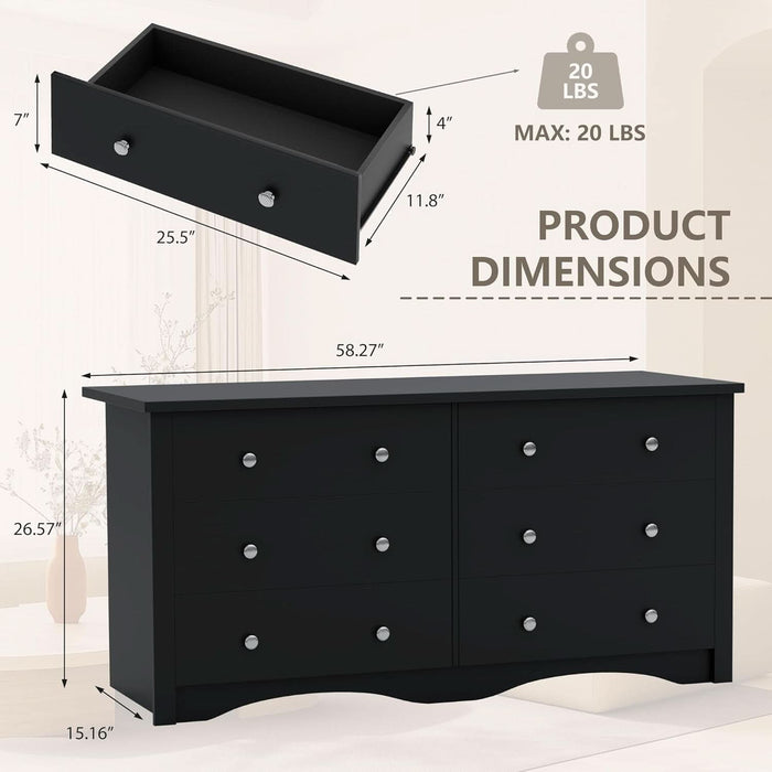 black solid wood dresser Solid Wood Black Dresser With Six Drawers Contemporary