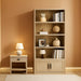 5 Tier Bookshelf, Boho Bookcase with Rattan Doors - Wood | Wooden Bookcase and Bookshelf with Storage, Tall Book Stand, Large Bookshelf for Living Room, Bedroom, Home Office, Kitchen