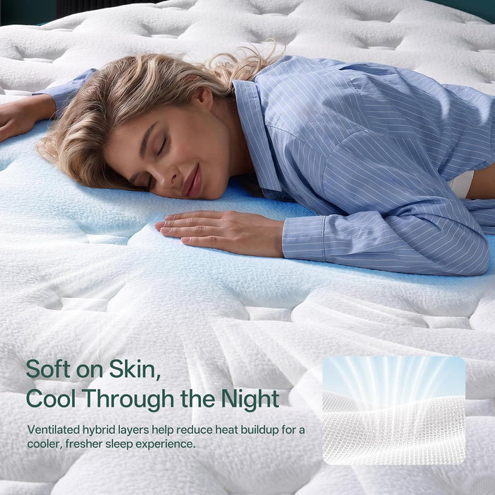 King Size Mattress, 12 Inch King Mattress in a Box, Cooling Gel Memory Foam Hybrid Mattress with Pocketed Coils, Medium Firm Feel, Certipur-Us Certified, Pressure Relief, Motion Isolation