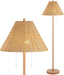 61-Inch-Tall RichBrown Floor Lamp With Rattan Shade