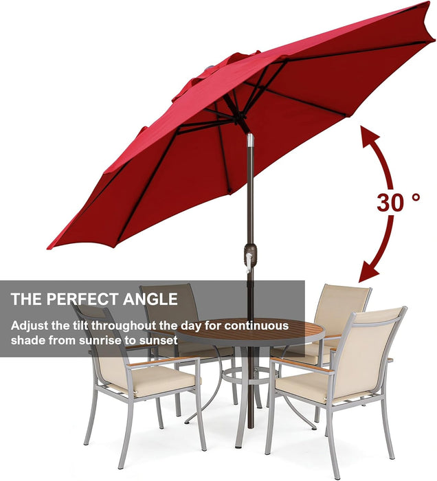 9' Outdoor Patio Umbrella, Outdoor Table Umbrella, Yard Umbrella, Market Umbrella with 8 Sturdy Ribs, Push Button Tilt and Crank