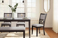 Langwest Dining Room Table Set, 4 Upholstered Chairs and Bench, Seats 6, Cushioned Seats, Wood, Cherry Brown