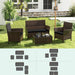 4-Piece Patio Furniture Set - Rattan Outdoor Conversation Bistro Set W/Cushions, Glass Coffee Table, Wicker Chairs & Loveseat for Garden Backyard Porch, Balcony Furniture Set (1, Black)