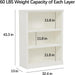 43 Inch Tall Bookcase, White 3-Tier Shelves Bookshelf Open Storage
