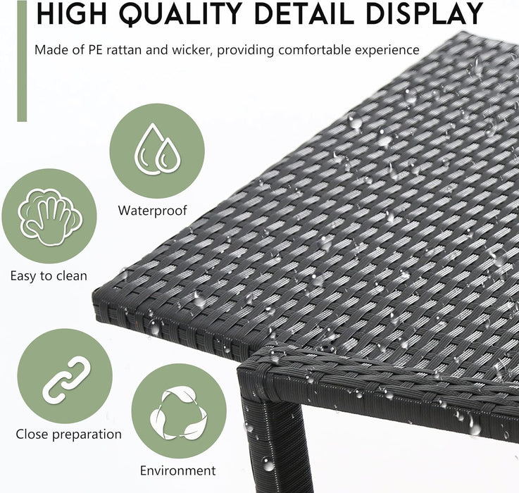 Wicker Patio Furniture Outdoor Bistro Set, Rocking Chair, 3 Piece, Rattan Conversation Set for Backyard Porch Poolside Lawn with Coffee Table,Black