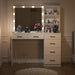 39 Inches White Vanity Desk with Lights, 6-Drawers Makeup Vanity Table with Power Strip and Storage Shelves, Dressing Table with Lighted Mirror for Women Girls