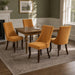 Upholstered Dining Chairs Set of 6, Gold Fabric, Curved Brown Wood Legs
