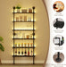 6-Tier LED Ladder Shelf, Wall Mounted Pipe Bookshelf, Black 36 Inch | Solid Pine 6-Tier Wall Mounted Pipe Bookshelf with Warm LED Lights, 40 Lb Shelves, for Books, Plants and Decor