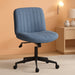 Cross Legged Office Chair, Armless Wide Desk Chair No Wheels, Modern Home Office Desk Chair Swivel Adjustable Fabric Vanity Chair