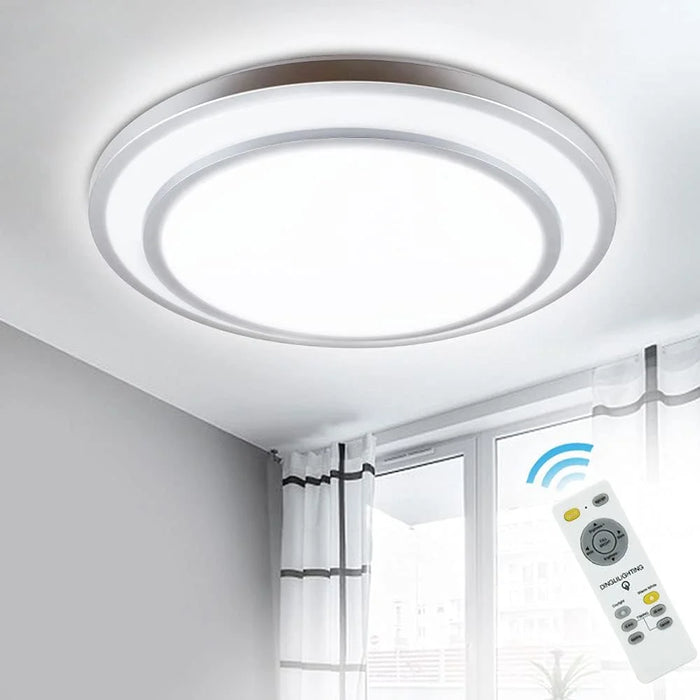 20" Modern Dimmable LED Flush Mount Ceiling Lights with Remote round Ceiling Light Indoor for Office Living Room Dining Kitchen Bedroom, Bulb Included