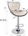 Shell Back Adjustable Swivel Bar Stools, PU Leather Padded with Back, Set of 3 (Beige)