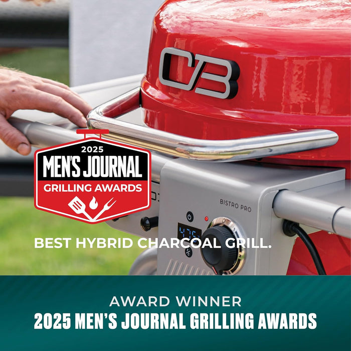 3-In-1 Dual Fuel Outdoor Bistro Pro Electric Grill & Griddle + Charcoal Mode BBQ, Red - 25302146