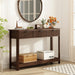 Fluted Wood Console Table with 3 Drawers, Boho Narrow behind Couch Entryway Table with Open Storage Shelf, Modern Sofa Table for Living Room, Foyer and Hallway (Dark Walnut)
