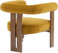 Luxurious Mustard Velvet Barrel Chair Solid Walnut