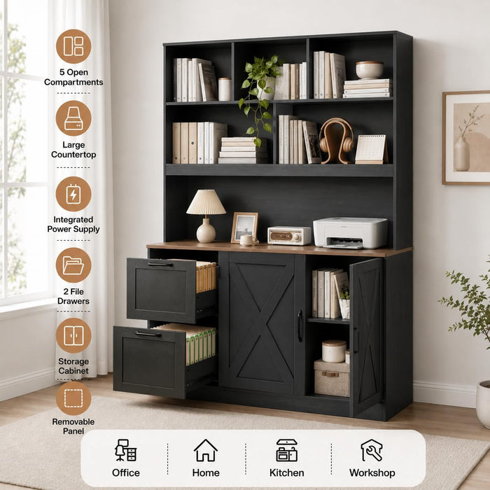 72-Inch Tall Bookshelf With Integrated Power Outlet