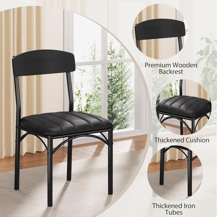 Round Dining Table Set for 4, Kitchen Table and Chairs for 4, Circle Table round Pedestal Dining Room Dinner Dinette Table Set,5 Piece Space Saving Wood Kitchen & Dining Room Tables (Black, 47In)