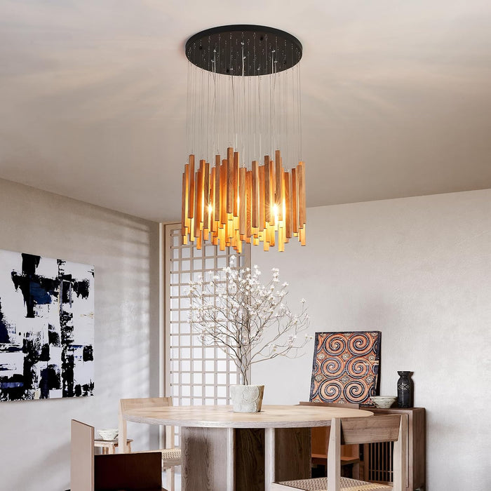 Large Wooden Farmhouse Chandelier For High Ceilings