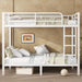 Full over Full Bunk Bed for Adults, Full Size Bunk Beds Frame with Build in Ladder and Full Length Guardrail, Easy Assemble Bunkbeds, Noise Reduced, Mattress Not Included, White