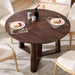 47" round Dining Room Table for 4-6 with Wooden Pedestal, Dark Walnut | Dinner Tables, Triangular Structure Wooden Pedestal Stable Base, Curved Table Edge, Circle Kitchen Tables for Dining Room