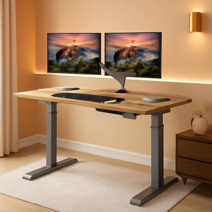 Electric Height Adjustable Standing Desk 54By26Inches ReclaimedWood