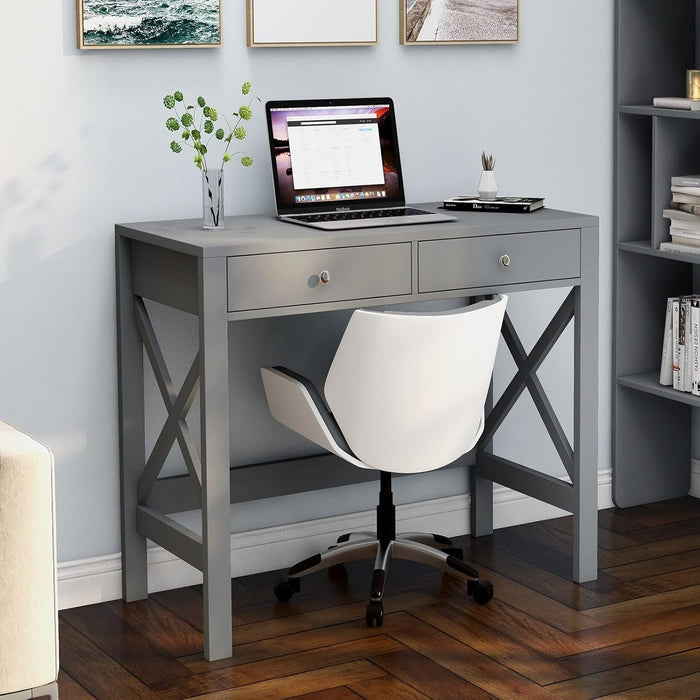 Home Office Desk Writing Computer Table Modern Design Desk with Drawers (Grey)