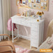 33" Small Computer Desk with 5 Fabric Drawers, White, 14.2" D