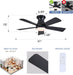 41" Black Low Profile Ceiling Fans with Lights and Remote, Modern Flush Mount Ceiling Fan Light with Quiet Reversible DC Motor for Bedroom Kitchen