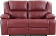 Red Faux Leather Reclining Loveseat