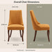 Upholstered Dining Chairs Set of 6, Gold Fabric, Curved Brown Wood Legs