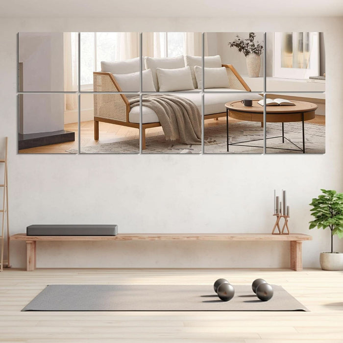 Home Gym Mirror Tiles 11'' X 11'' X 8PCS Full Body Mirror Full Length & Wall Mounted Mirrors Decorative for Home Gym, Door, Bedroom & Bathroom